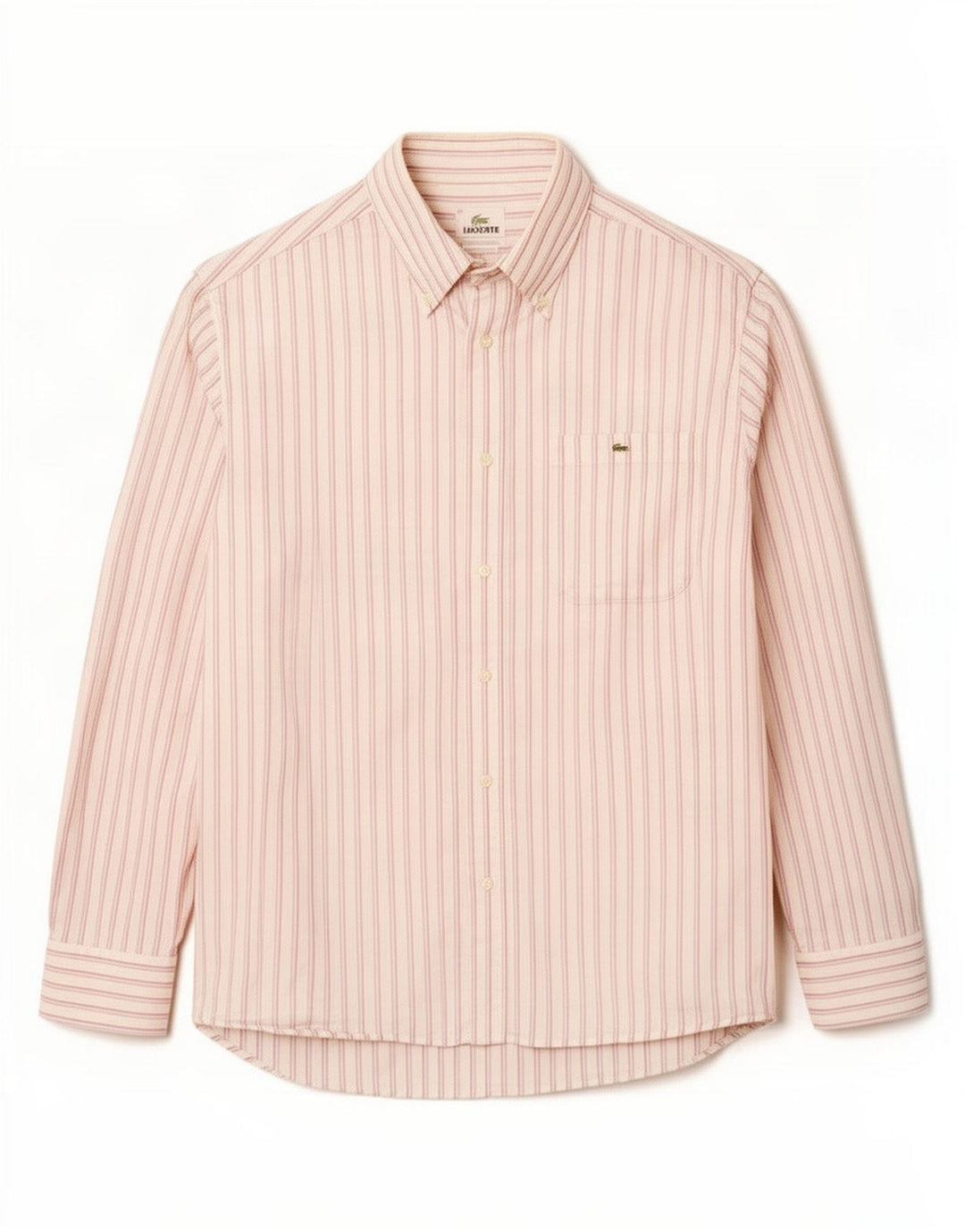 Мужская рубашка Lacoste, размер 40, средний размер, хлопковая белая полоска