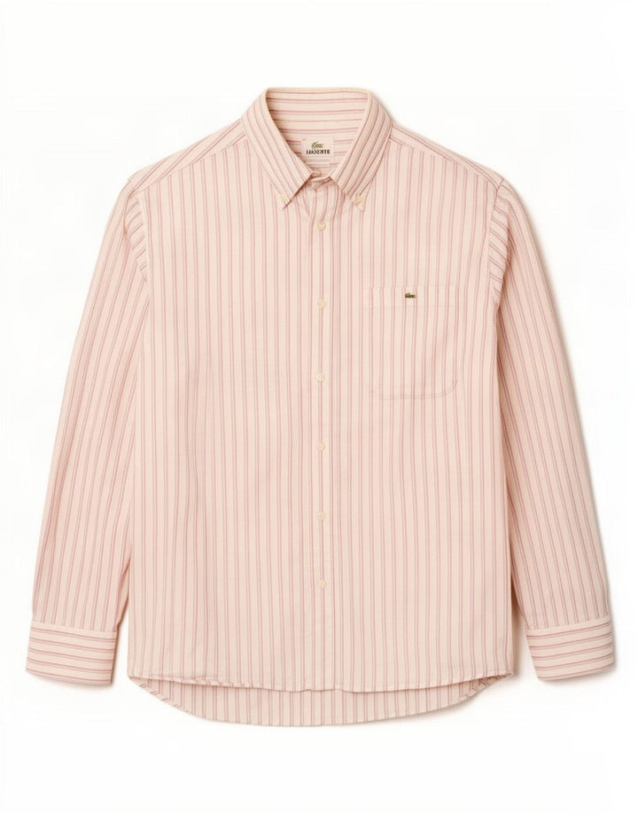 Мужская рубашка Lacoste, размер 40, средний размер, хлопковая белая полоска