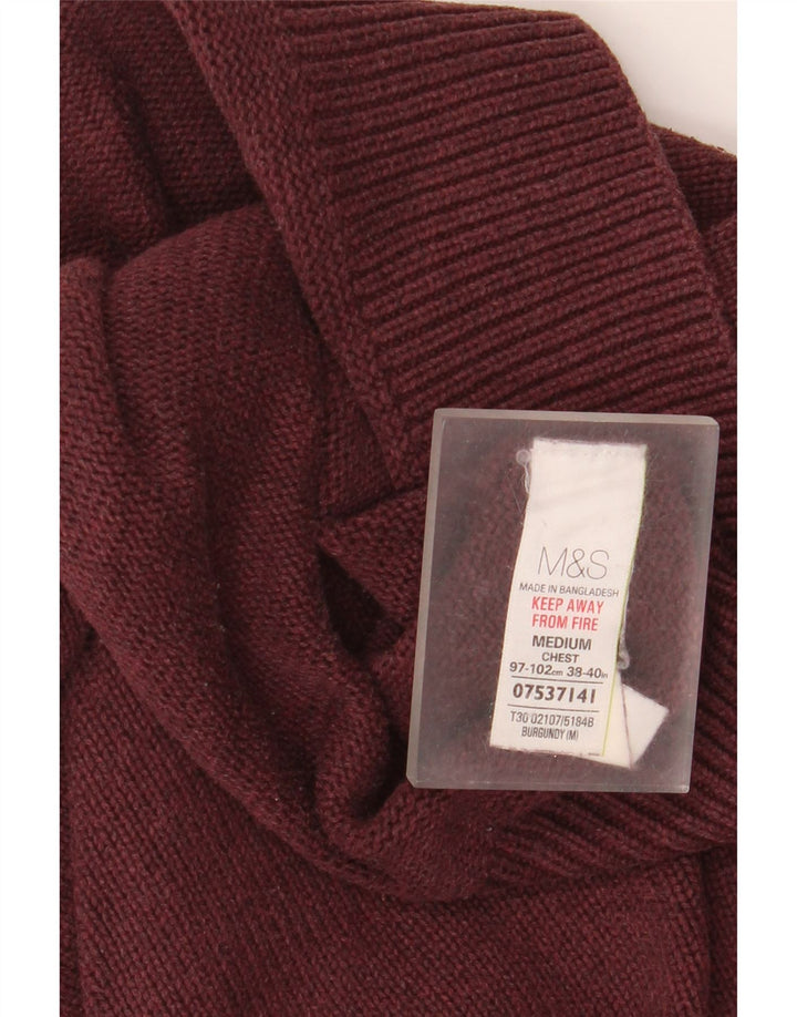 Мужской джемпер с отложным воротником Marks & Spencer, средний бордовый хлопковый свитер