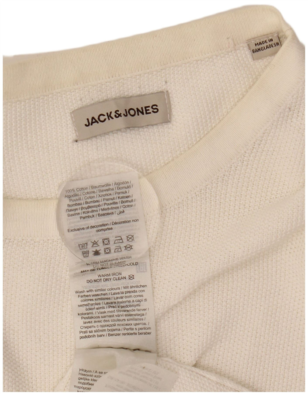 Мужской джемпер с круглым вырезом Jack & Jones, большой белый хлопковый свитер