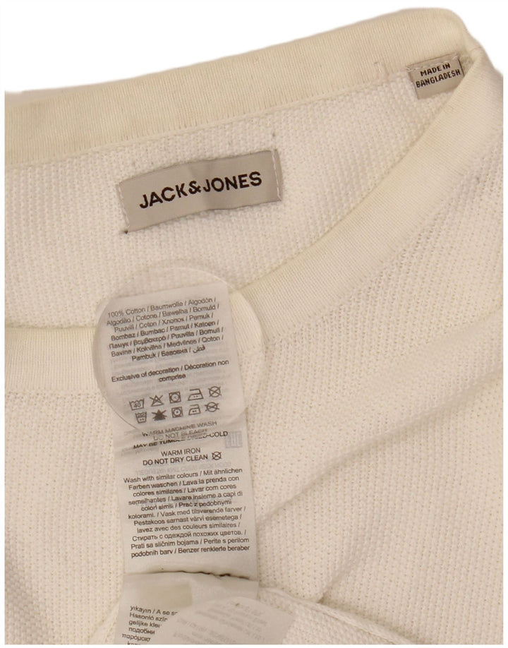 Мужской джемпер с круглым вырезом Jack & Jones, большой белый хлопковый свитер