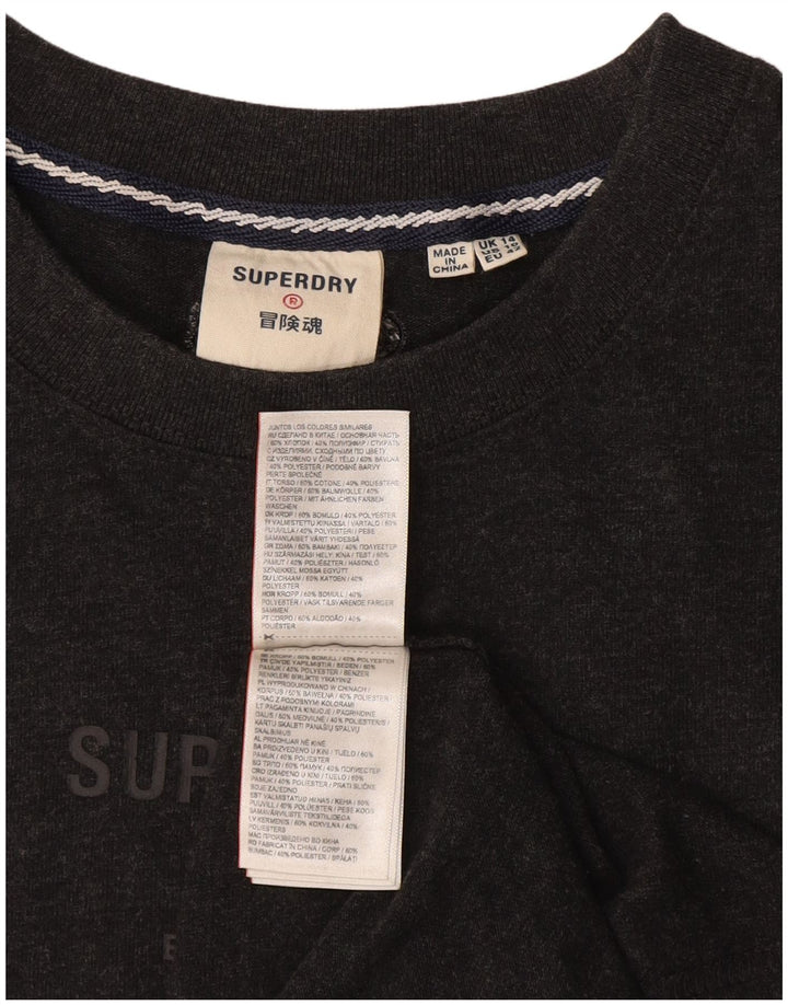 Женская футболка с рисунком Superdry Top UK 14, большой серый хлопок