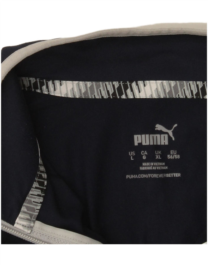 Мужской пуловер с воротником на молнии Puma, XL, темно-синий, с цветными блоками