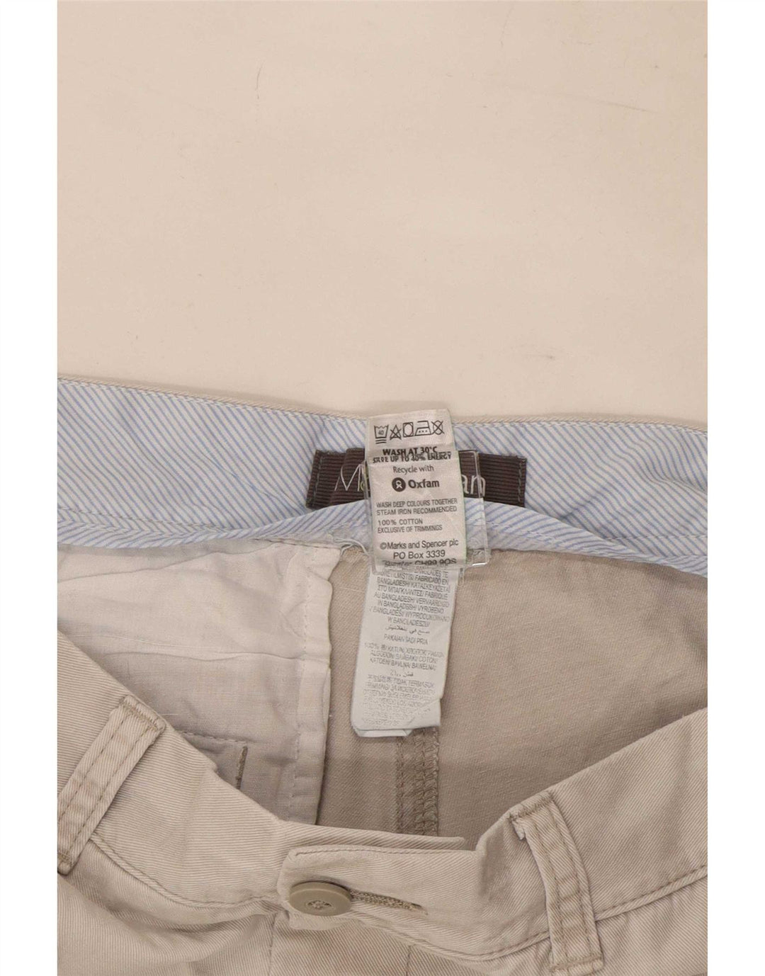 Мужские шорты чинос Marks & Spencer, средний размер W32, бежевый хлопок
