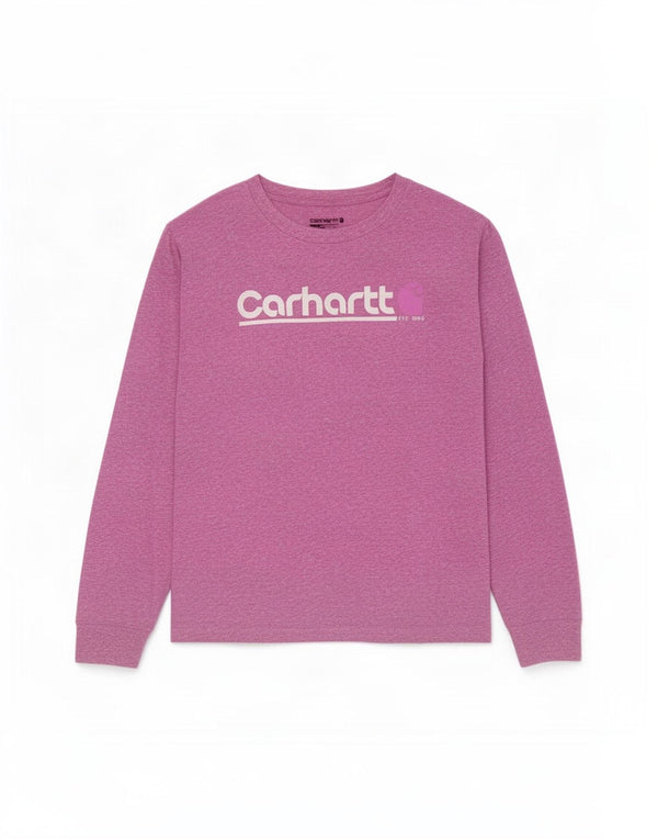 Топ Carhartt с рисунком для девочек, длинный рукав, 13–14 лет, размер XL, хлопок с фиолетовыми крапинками