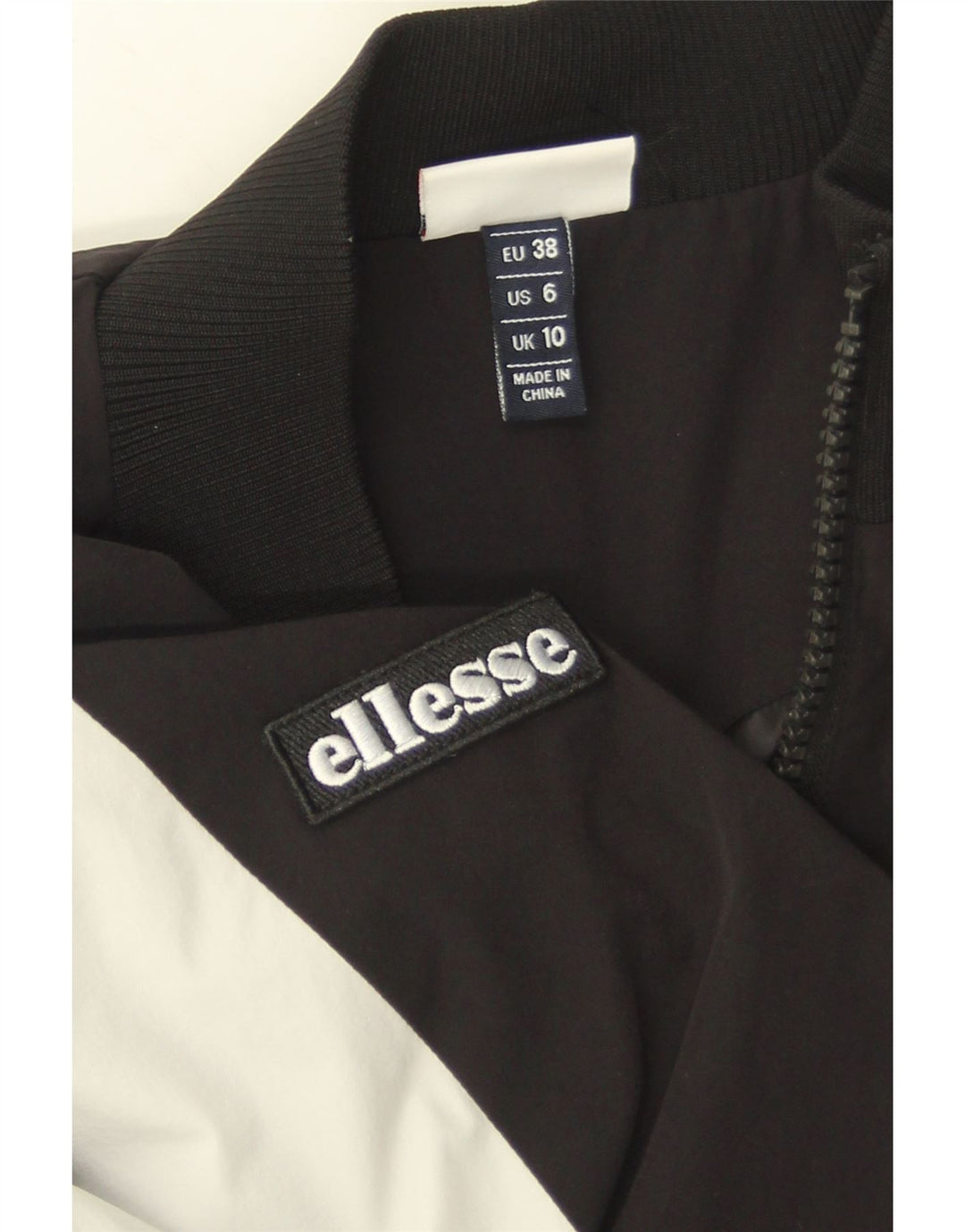 Женский укороченный спортивный костюм Ellesse, верхняя куртка UK 10, маленький черный цвет с цветными блоками