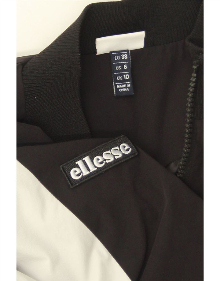 Женский укороченный спортивный костюм Ellesse, верхняя куртка UK 10, маленький черный цвет с цветными блоками