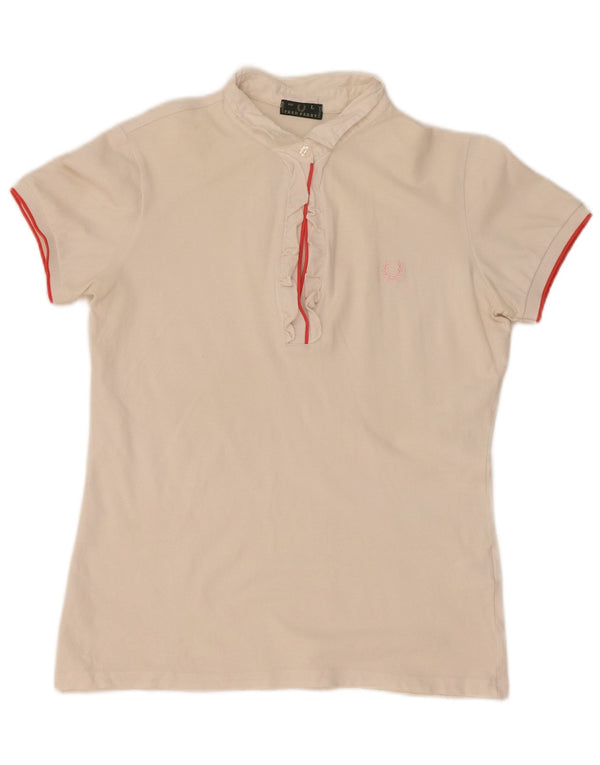 Женская рубашка поло Fred Perry UK 14, большой белый хлопок