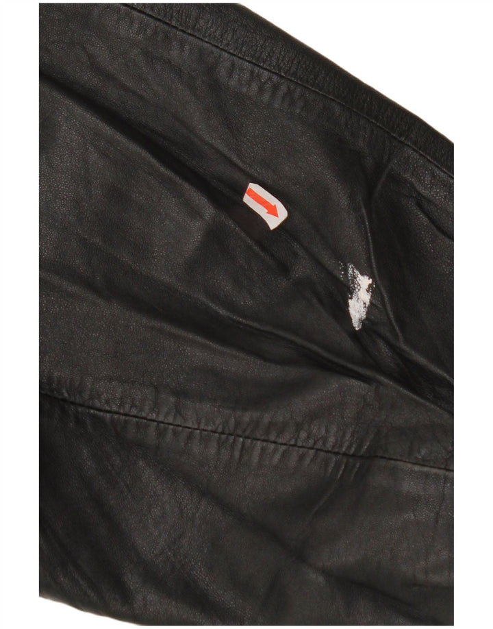 ВИНТАЖНАЯ женская кожаная куртка оверсайз EU 42, большая черная кожа