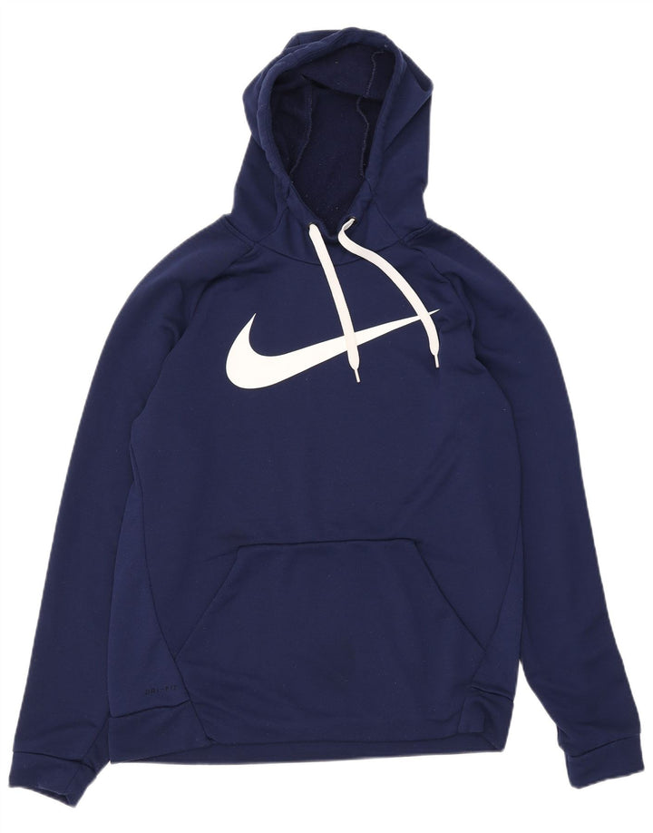 Мужской джемпер с капюшоном с графикой Nike Dri Fit, средний темно-синий, полиэстер