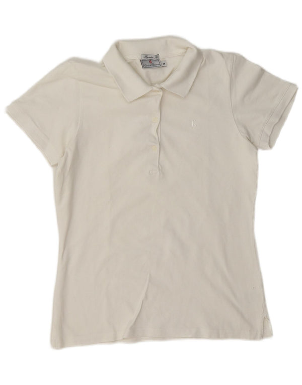 Conte of Florence Womens Regular Fit Polo Shirt UK 14 Medium White Cotton