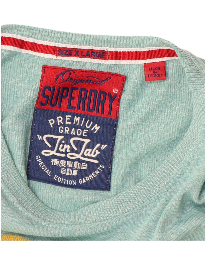 SUPERDRY Мужская футболка с рисунком Top XL Синий Хлопок