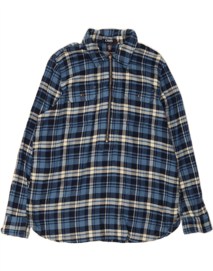 CHAPS Mens Pullover Shirt Large Blue Check Cotton Vintage Chaps and Second-Hand Chaps from Messina Hembry 