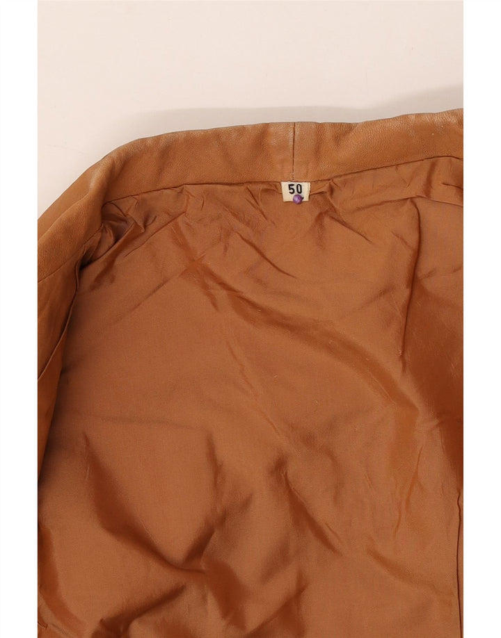 Винтажная женская кожаная куртка IT 50 XL Бежевая