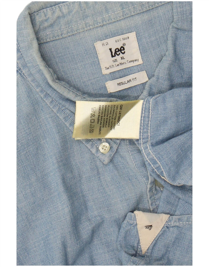 Мужская рубашка стандартного кроя LEE XL, синяя, хлопок