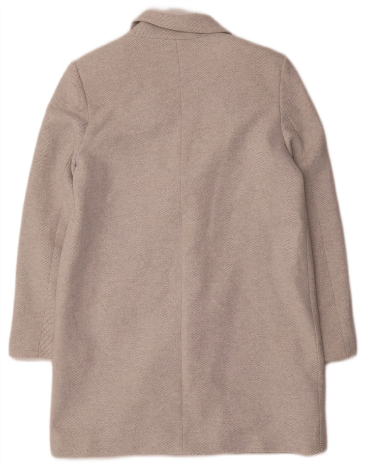 Женское двубортное пальто Zara UK 14, полиэстер среднего серого цвета