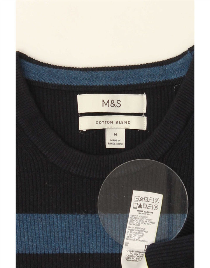 Мужской джемпер с круглым вырезом Marks & Spencer, средний темно-синий полиэстер
