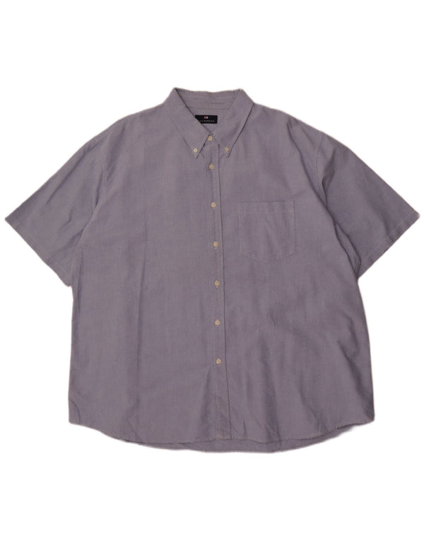 Мужская рубашка с коротким рукавом Marks & Spencer 2XL, синяя, хлопок