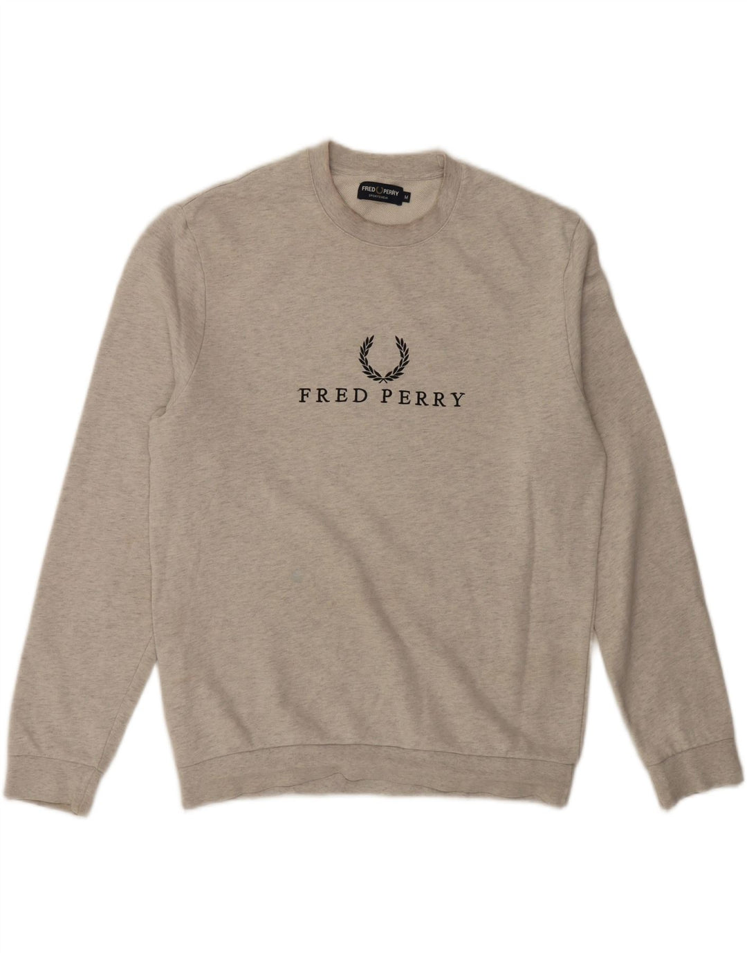 Мужской свитшот с рисунком Fred Perry, хлопковый джемпер среднего серого цвета