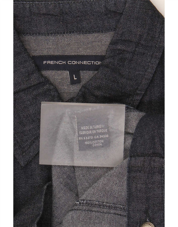 Мужская джинсовая куртка-бомбер French Connection UK 40, большой размер, темно-синий, хлопок