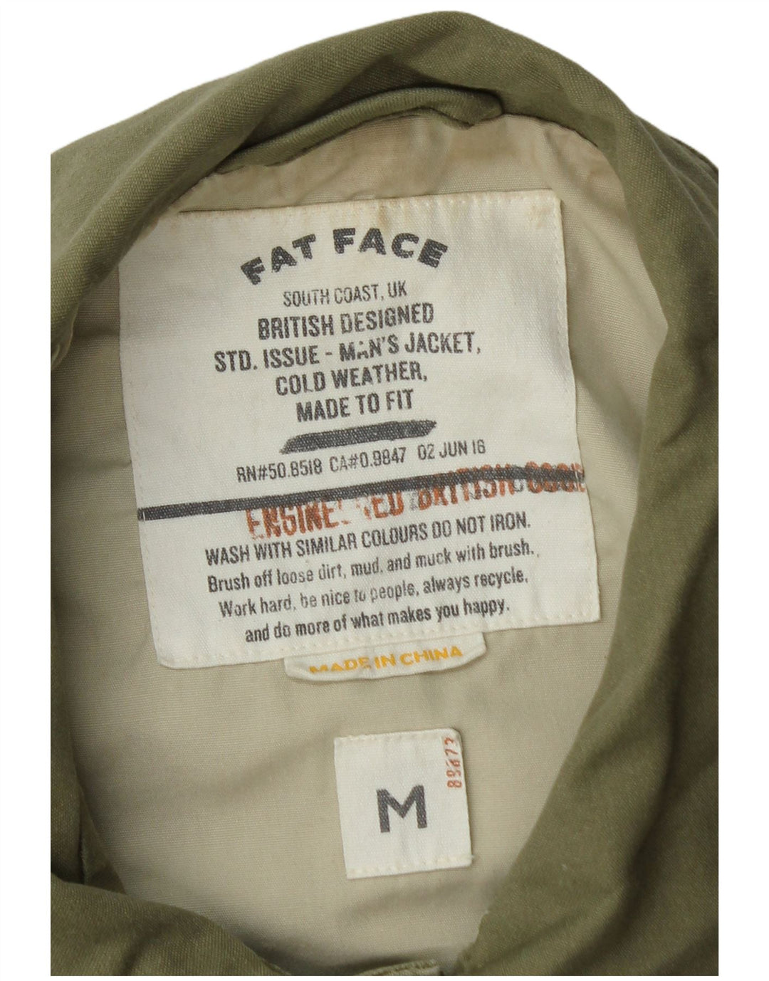 Мужской бомбер Fat Face UK 38, хлопок среднего цвета хаки