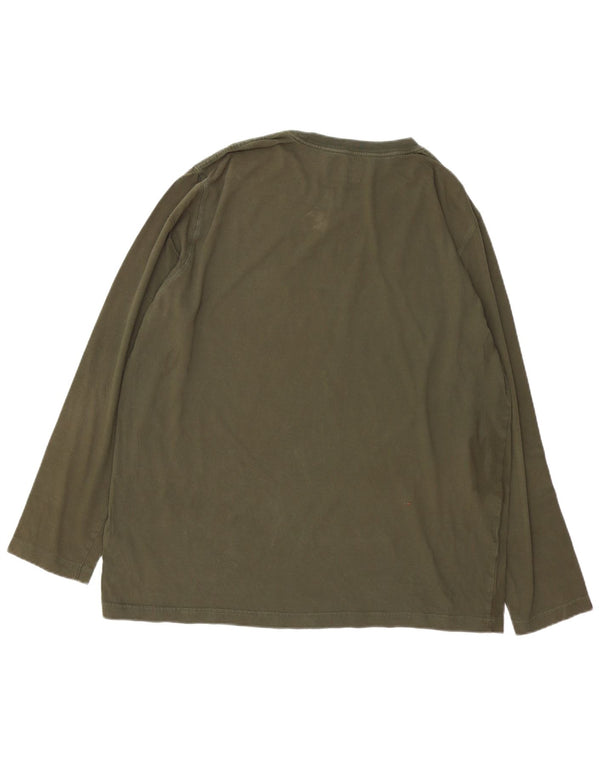 TIMBERLAND Мужской топ стандартного кроя с рисунком и длинным рукавом, XL, цвет хаки, хлопок