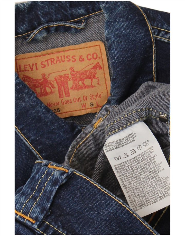 Женская укороченная джинсовая куртка Levi's UK 10, маленькая, синяя, хлопок