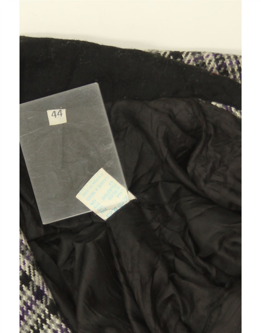 Винтажный женский пиджак на 3 пуговицах IT 44, средний серый, шерсть с узором «гусиные лапки»