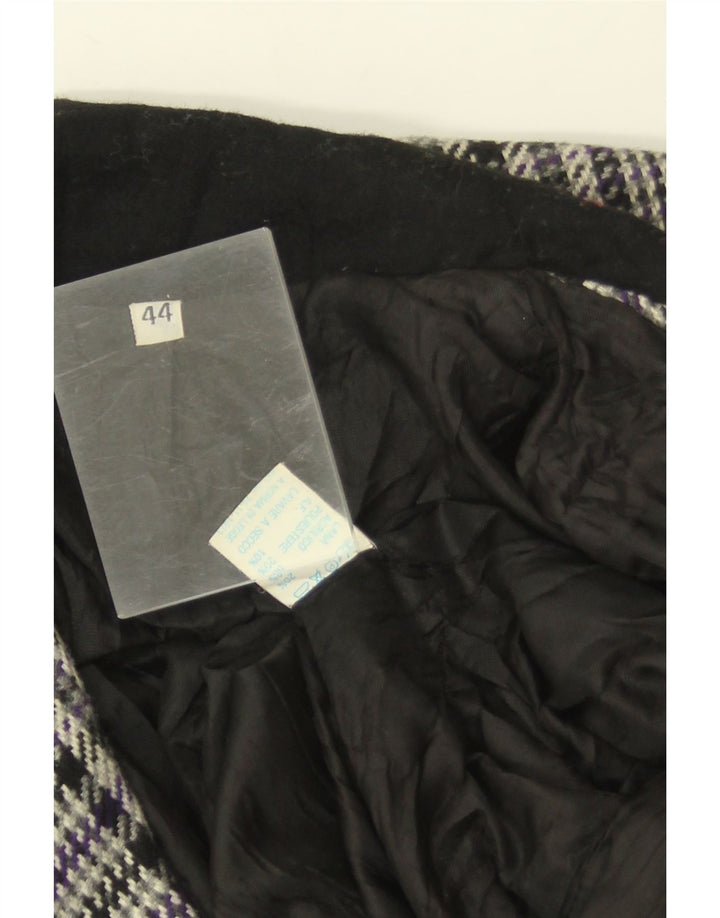 Винтажный женский пиджак на 3 пуговицах IT 44, средний серый, шерсть с узором «гусиные лапки»