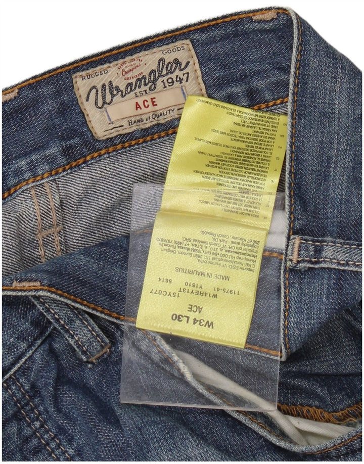 WRANGLER Mens Ace Straight Jeans W34 L30 Blue Cotton