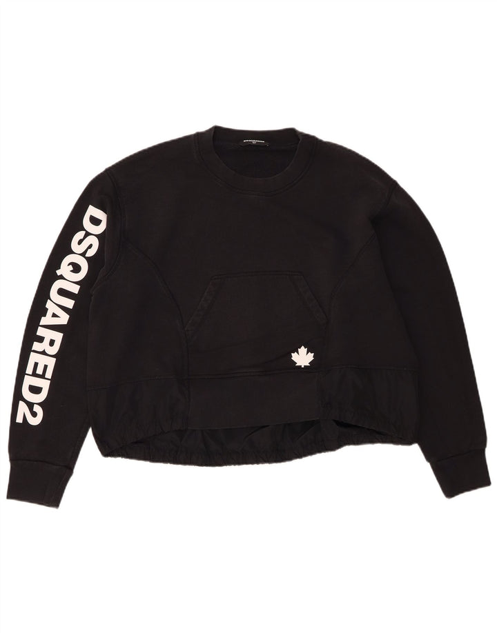 Dsquared2 Большой укороченный свитшот с рисунком для девочек, 15–16 лет, черный