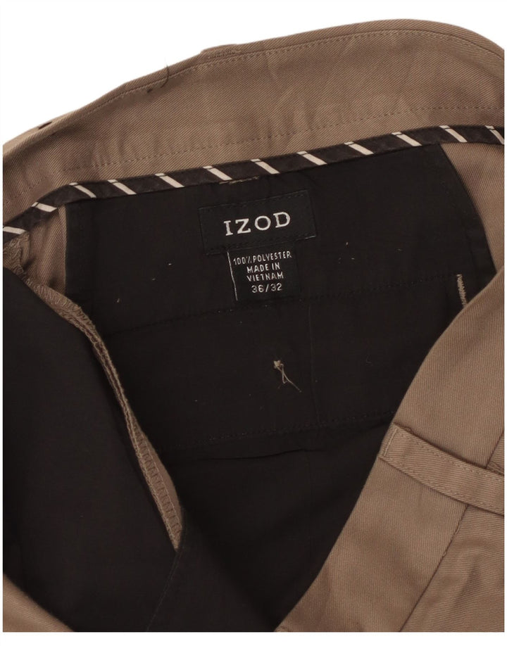 Брюки костюмные мужские Izod W36 L32 бежевые из полиэстера