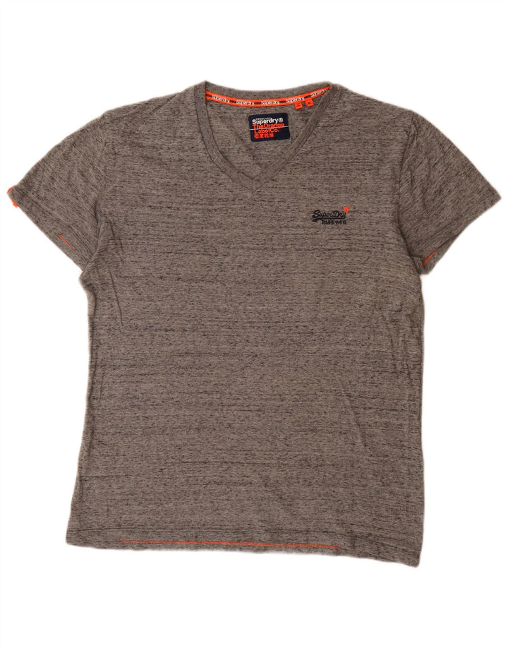 Superdry Мужская футболка из хлопка среднего серого цвета с крапинками