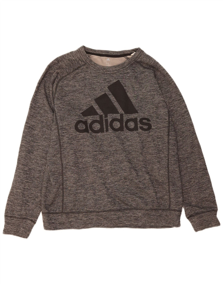 ADIDAS Mens Climawarm Graphic Sweatshirt Jumper Large Grey Flecked