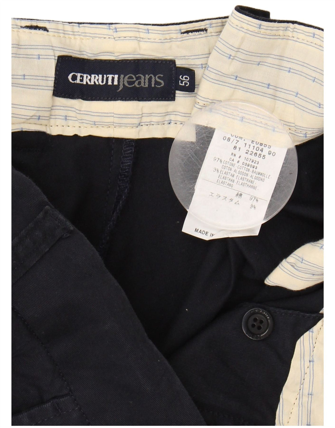 CERRUTI Mens Straight Chino Trousers IT 56 3XL W40 L29 Navy Blue Cotton