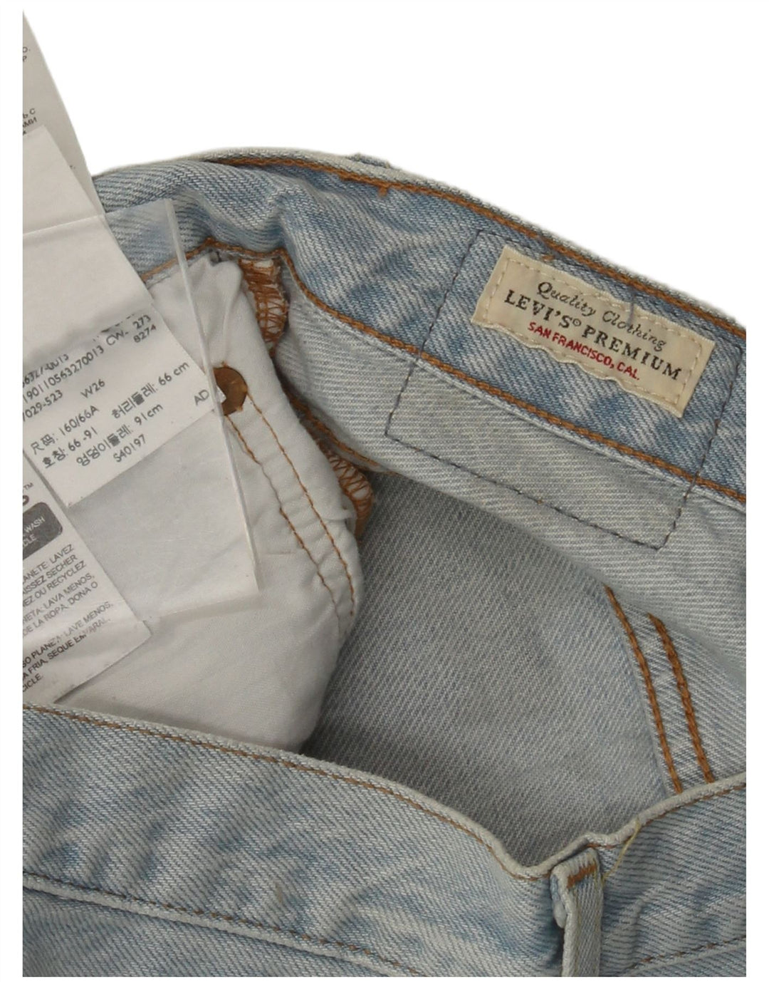 Женские джинсовые шорты LEVI'S 501 с высокой посадкой W26, маленькие синие, хлопок