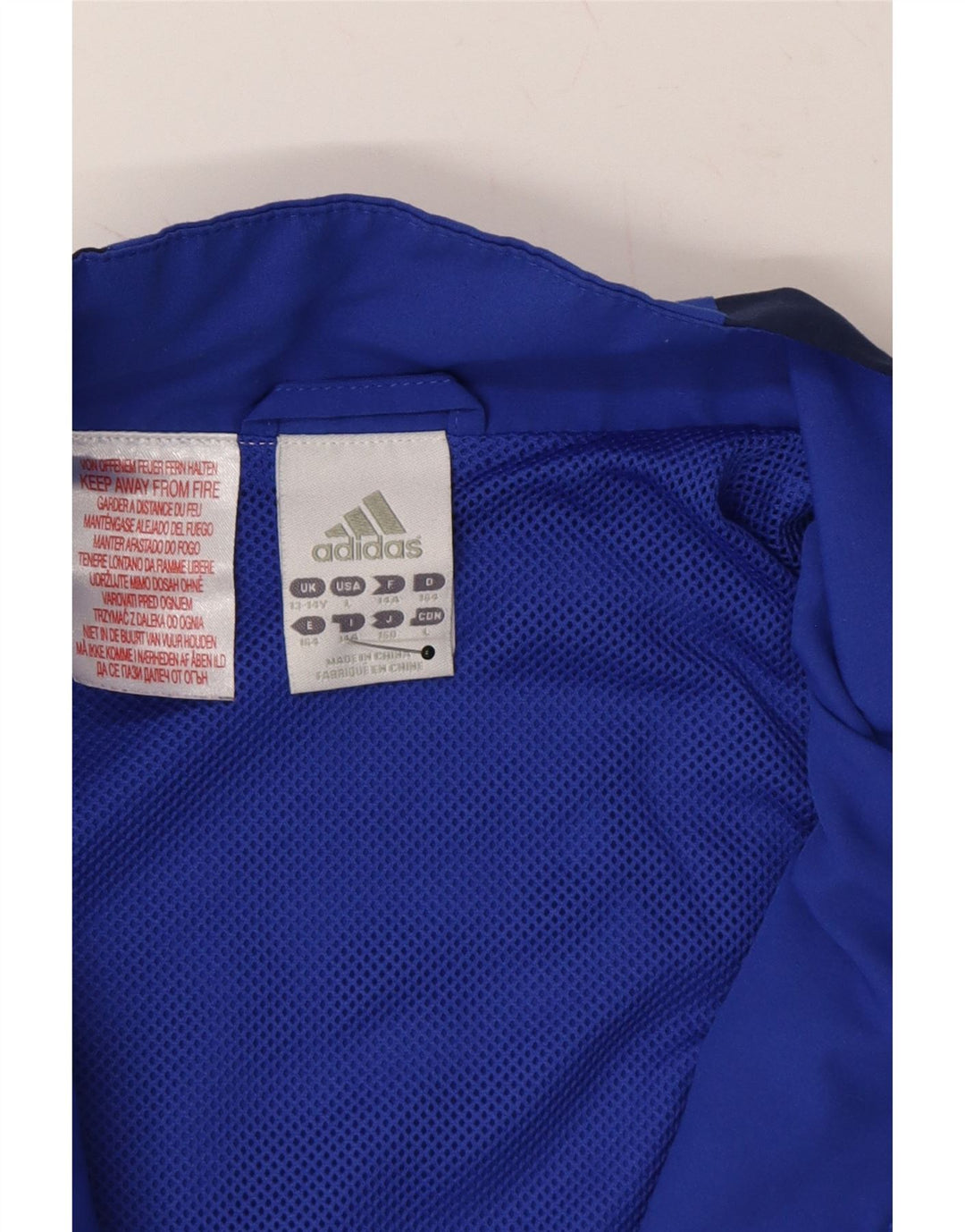 ADIDAS Boys Tracksuit Top Jacket 13-14 Years Blue Colourblock Polyester Vintage Adidas and Second-Hand Adidas from Messina Hembry 