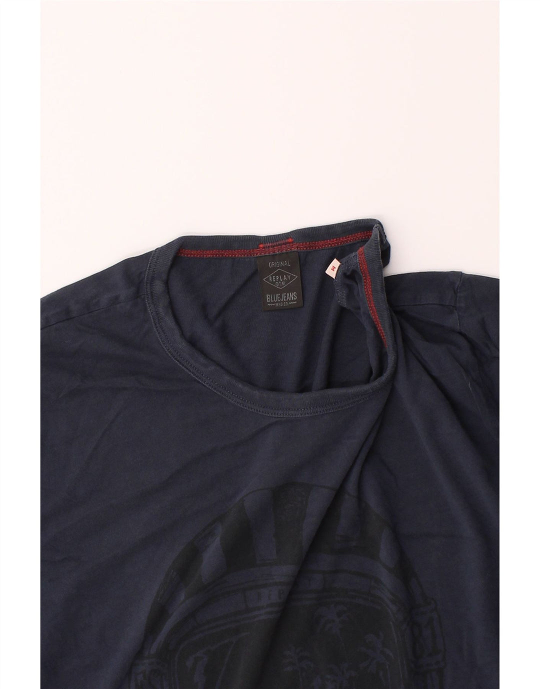 REPLAY Mens Graphic T-Shirt Top Medium Navy Blue Cotton Vintage Replay and Second-Hand Replay from Messina Hembry 