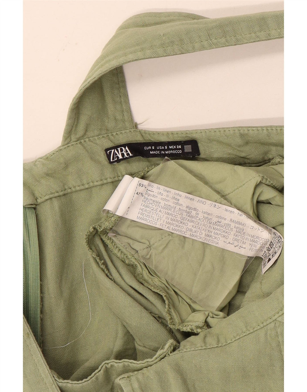 Женский комбинезон Zara, маленькие шорты W28, льняной цвет цвета хаки