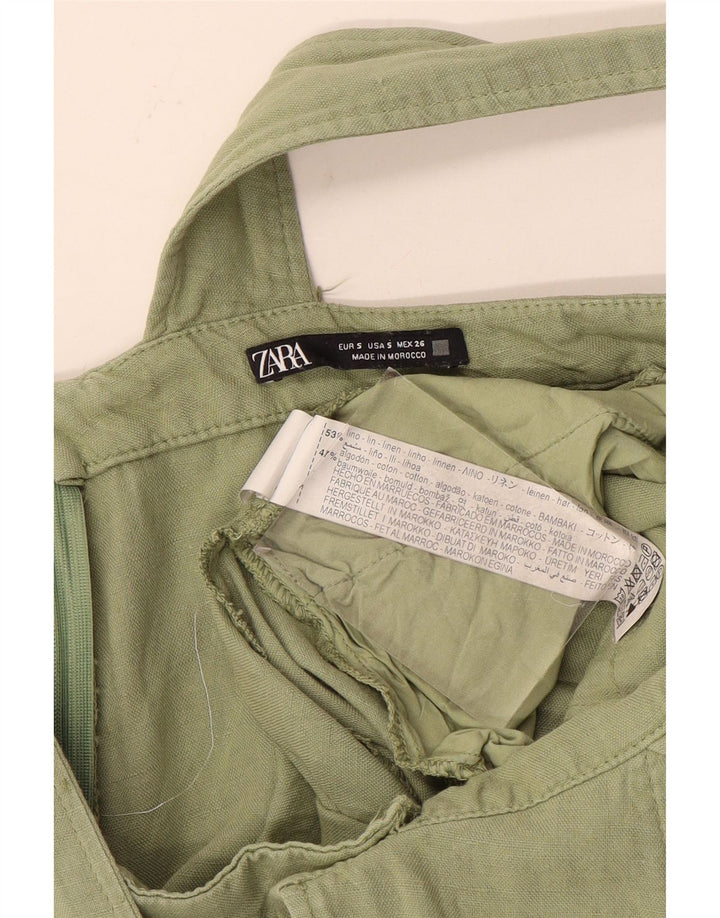 Женский комбинезон Zara, маленькие шорты W28, льняной цвет цвета хаки