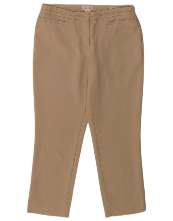 Monsoon Womens Slim Cropped Trousers UK 10 Small W30 L25 Beige Cotton