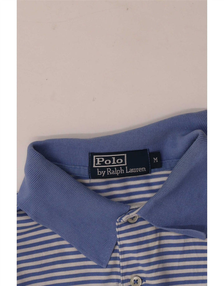 Мужская рубашка Polo Ralph Lauren в тонкую полоску среднего синего цвета