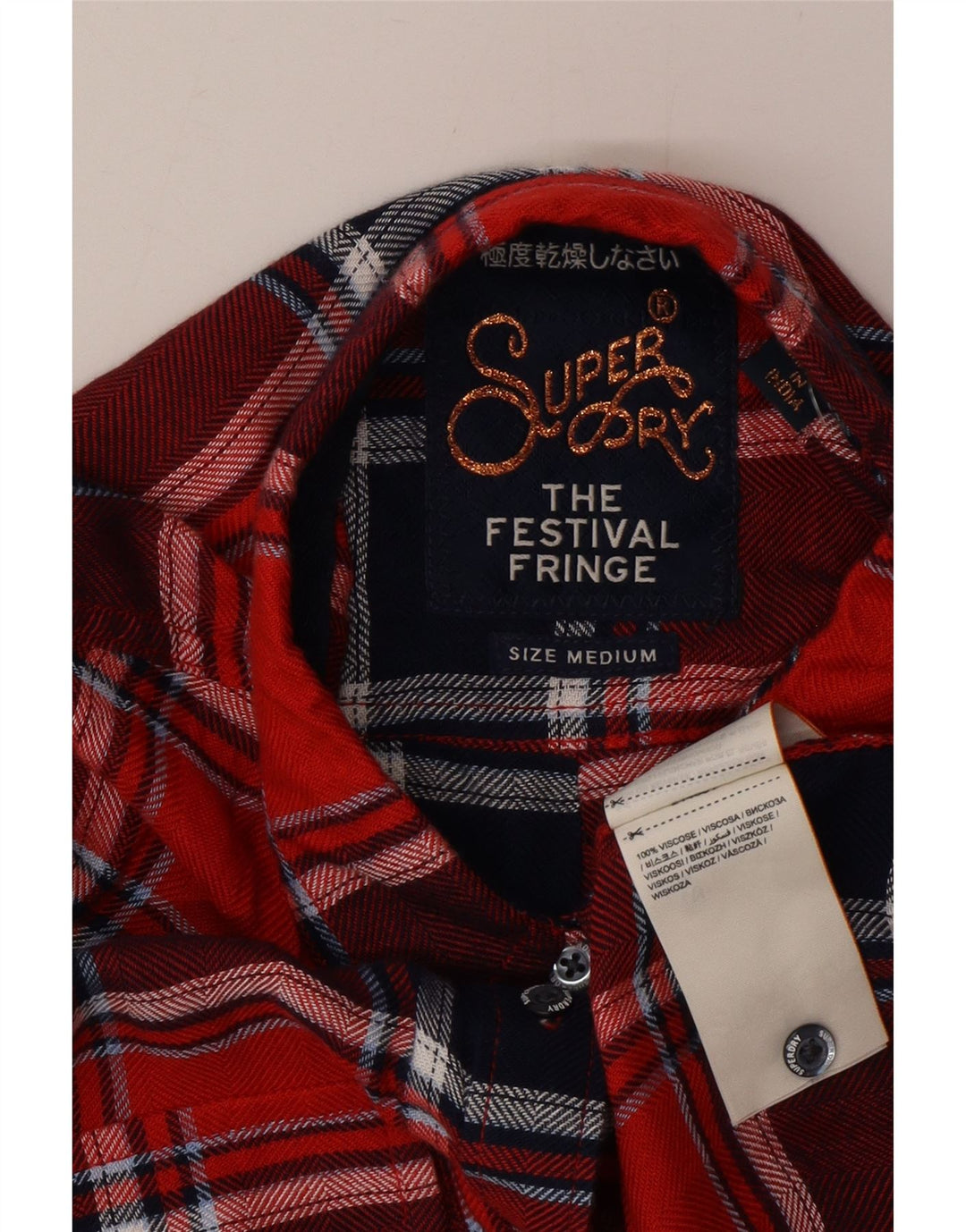 Женская фланелевая рубашка Superdry UK 14, средний красный в клетку, вискоза