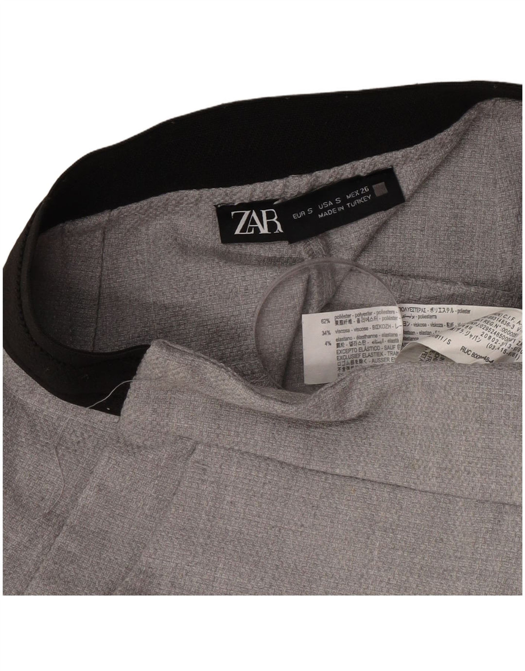 Женские узкие костюмные брюки Zara, маленькие W26 L28, серый полиэстер