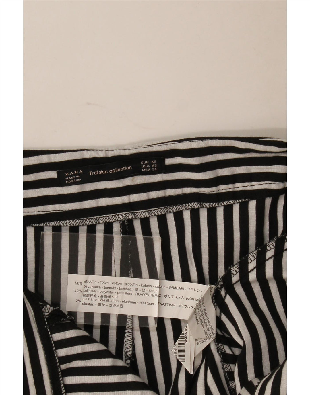 Женская юбка Zara UK 4 XS, хлопок в черную полоску