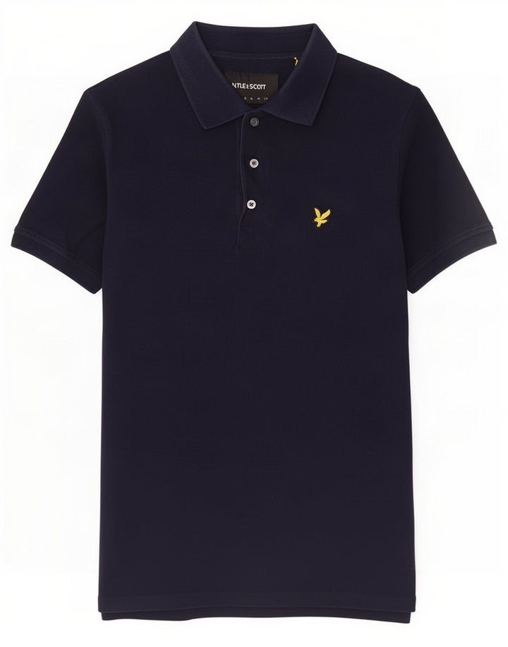 Мужская рубашка-поло Lyle & Scott, темно-синяя, хлопковая, среднего размера
