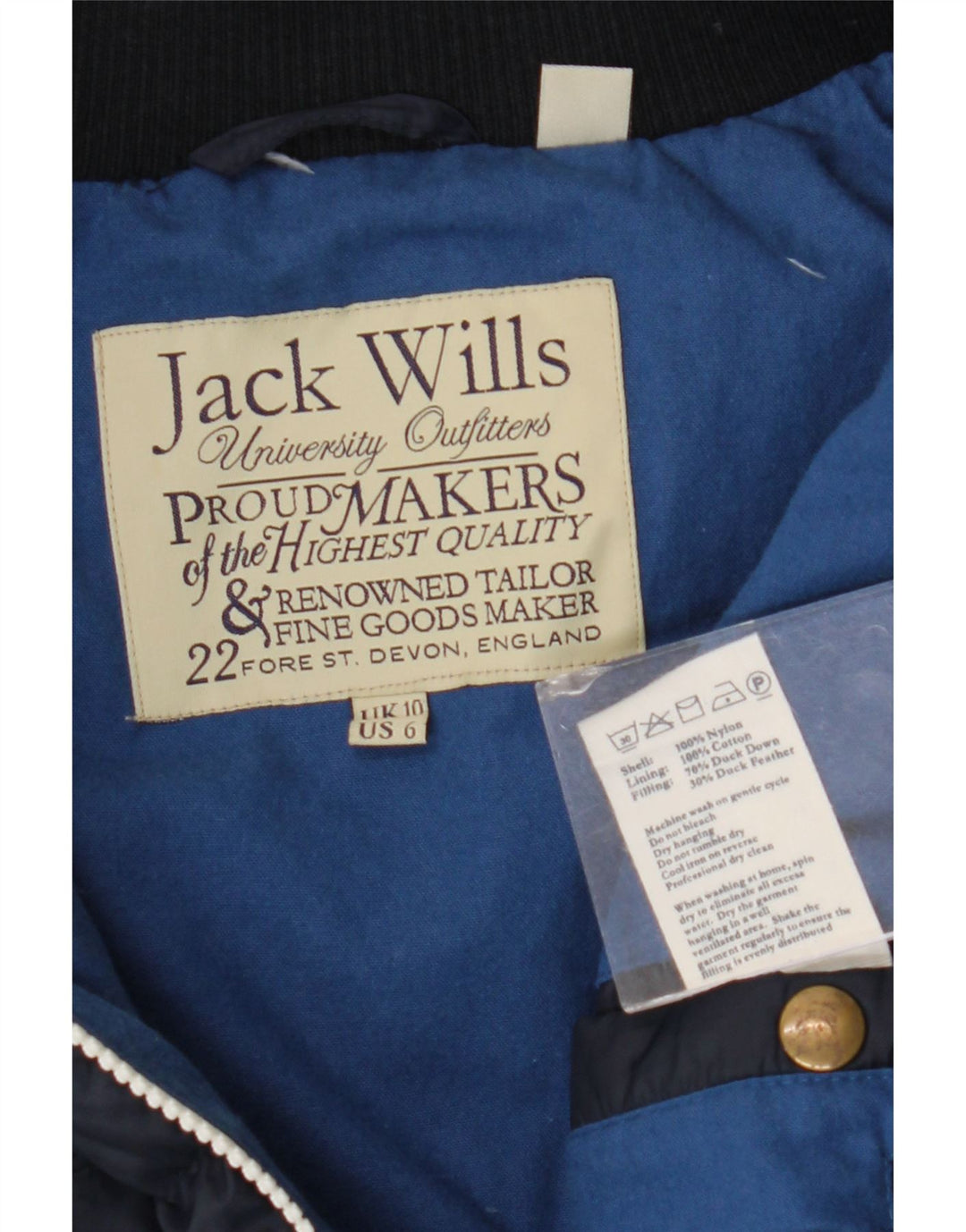 JACK WILLS Женский большой жилет с подкладкой UK 10, маленький темно-синий, нейлон