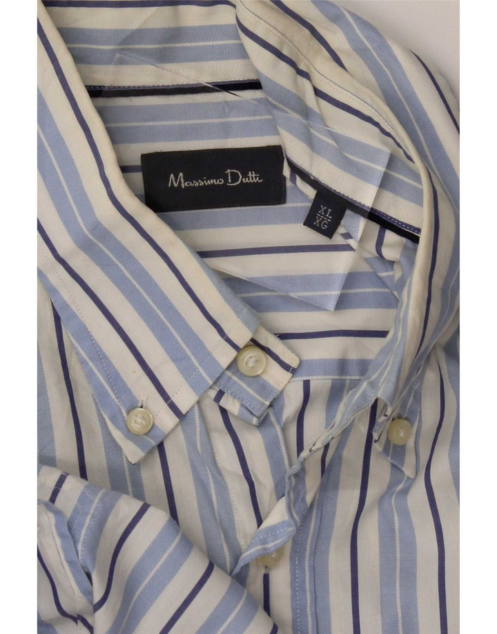 Мужская рубашка Massimo Dutti XL синяя в тонкую полоску