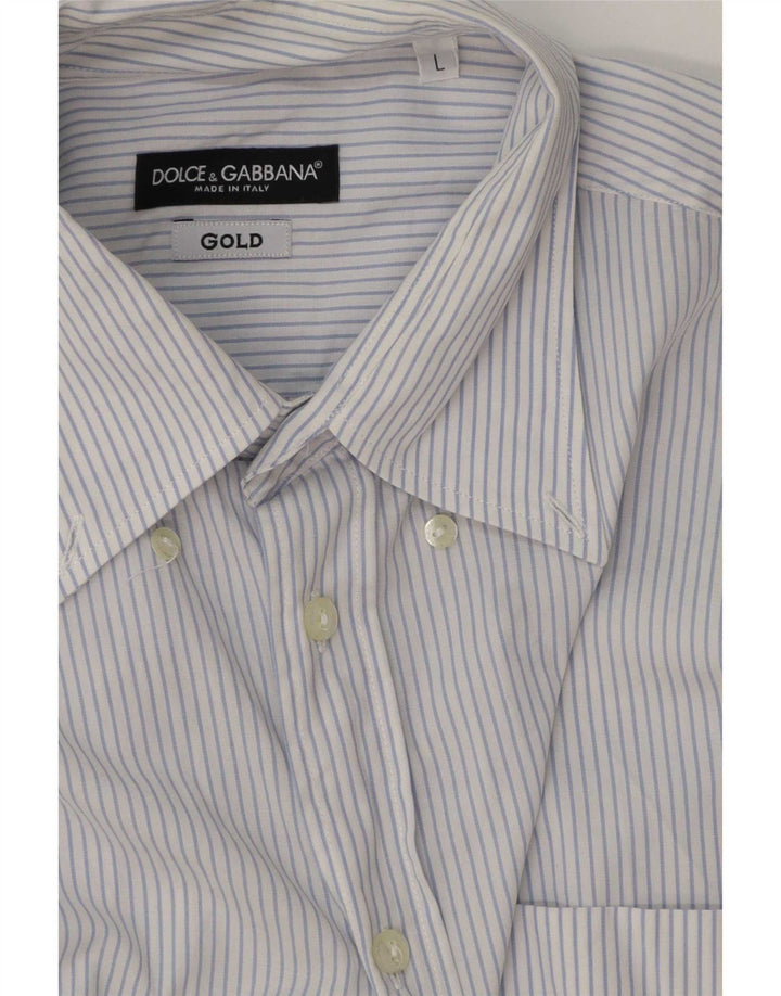 Мужская рубашка Dolce & Gabbana, большая синяя хлопковая полоска