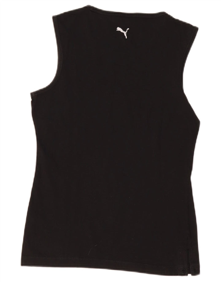 PUMA Womens Graphic Vest Top UK 10 Small Black Cotton Vintage Puma and Second-Hand Puma from Messina Hembry 
